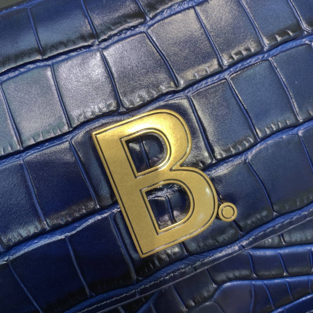 Balenciaga Small Woc Crocodile Embossed Shoulder Bag Dark Blue